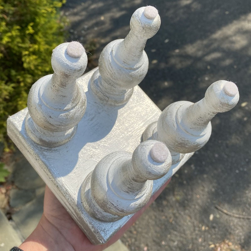 Thumbnail: Silver and White Shabby Wood Stand Riser Christmas Holiday Chic Décor
