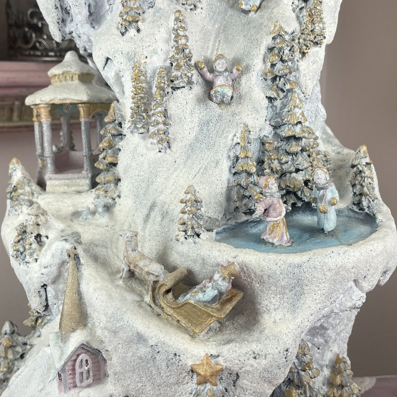 Thumbnail: Vintage Shabby Chic Snowy Christmas Village, Retro Decoration, Mountain Village