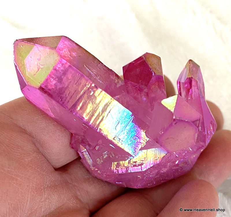 Thumbnail: Rose Aura Quartz Cluster Titanium Aura - Stimulate & Open the Pineal Gland