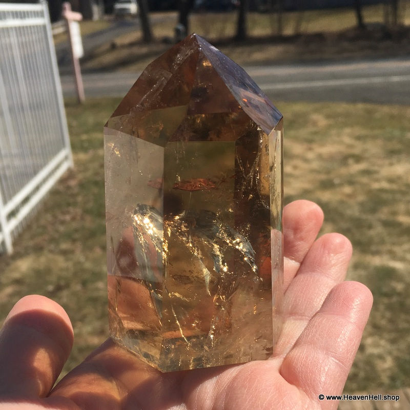 Thumbnail: Standing Water Clear Smoky Citrine Quartz Crystal Tower Wispy Dancing Rainbows