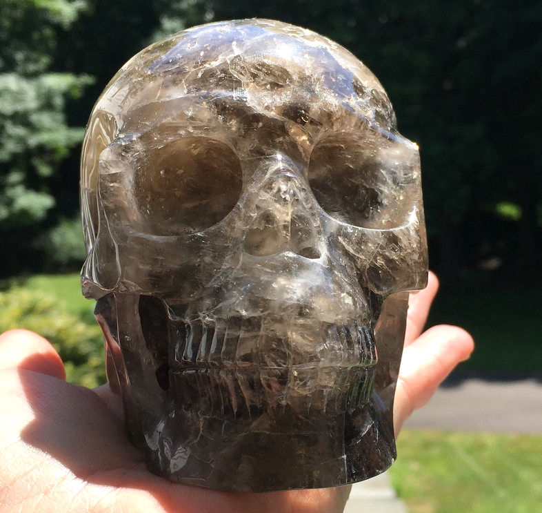 Thumbnail: Vintage Large Smoky Quartz Crystal Skull, Hand carved, Powerful Manifestation