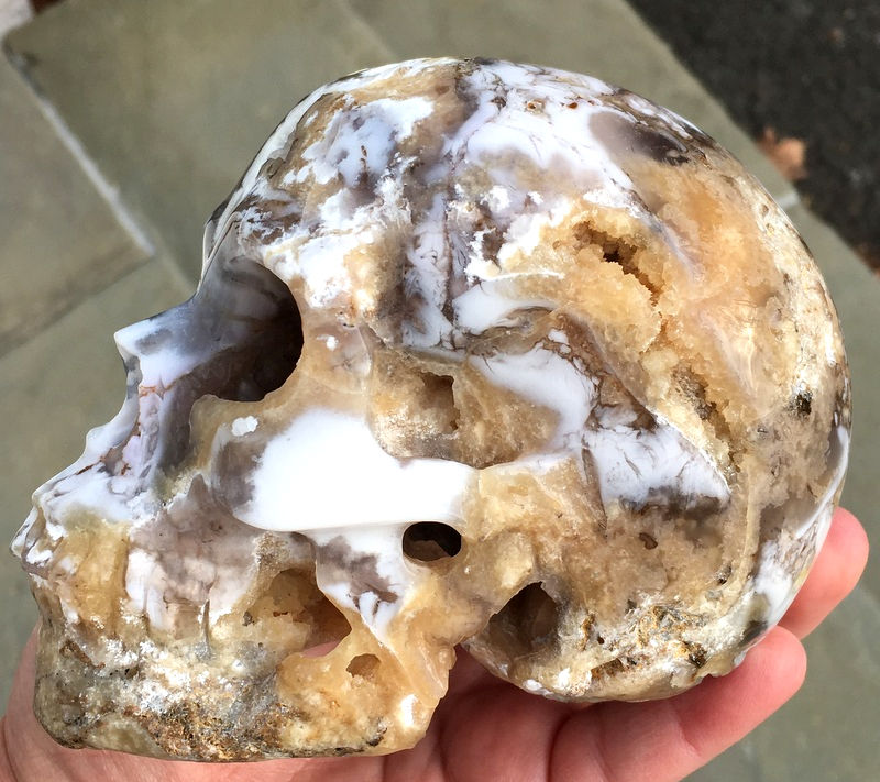Thumbnail: Large Drusy Dendritic Agate Crystal Skull Citrine, Dendritic Opal, Merlinite