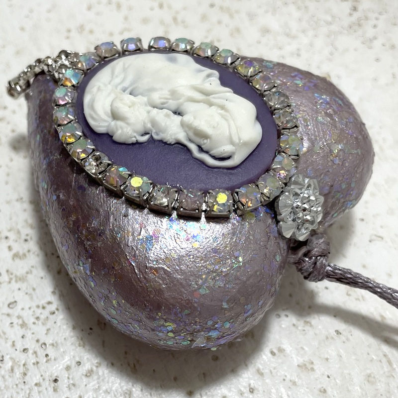 Thumbnail: Smoky Lavender Glitter Ornament Madonna and Child Christmas décor