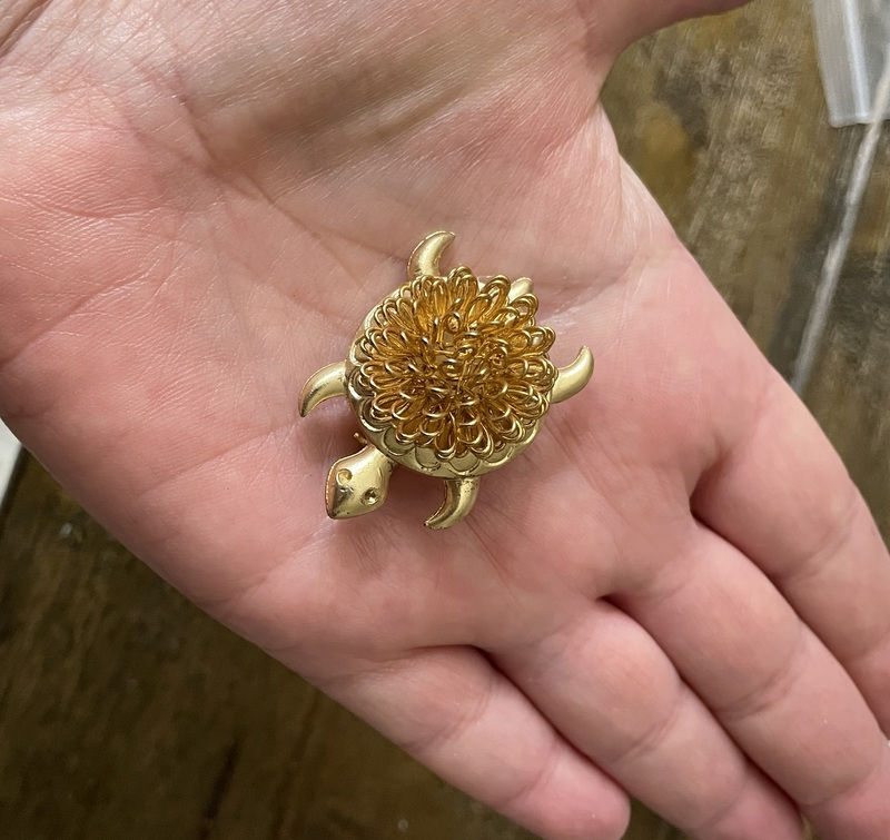 Thumbnail: Vintage 1970's Turtle Brooch Fun Figural Costume Jewelry Pin