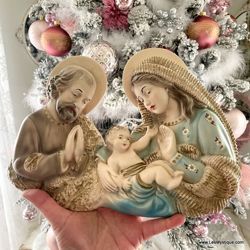 Thumbnail: 1960's Vintage Virgin Mary Chalkware Statue, Holy Family Joseph Jesus Wall decor