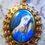 Miniatura: Large Our Lady of Sorrows Porcelain Cameo Pendant, Madonna Virgin Mary