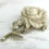 Thumbnail: Vintage Jewelry: Retro Flower Pin, White Rose Gold Tone Brooch
