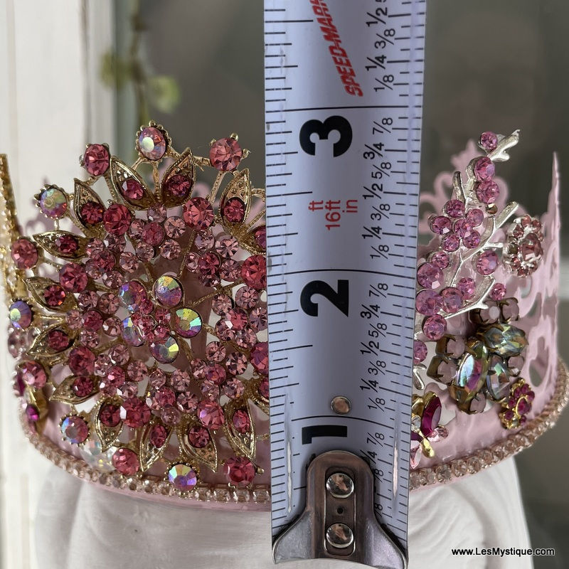 Thumbnail: Shabby Pink Butterfly Rhinestone Crown French Cottage Statue Crown XL