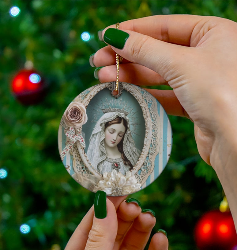Thumbnail: Christmas Ornament Virgin Mary Shabby Chic French Madonna Catholic Decor Gifts 