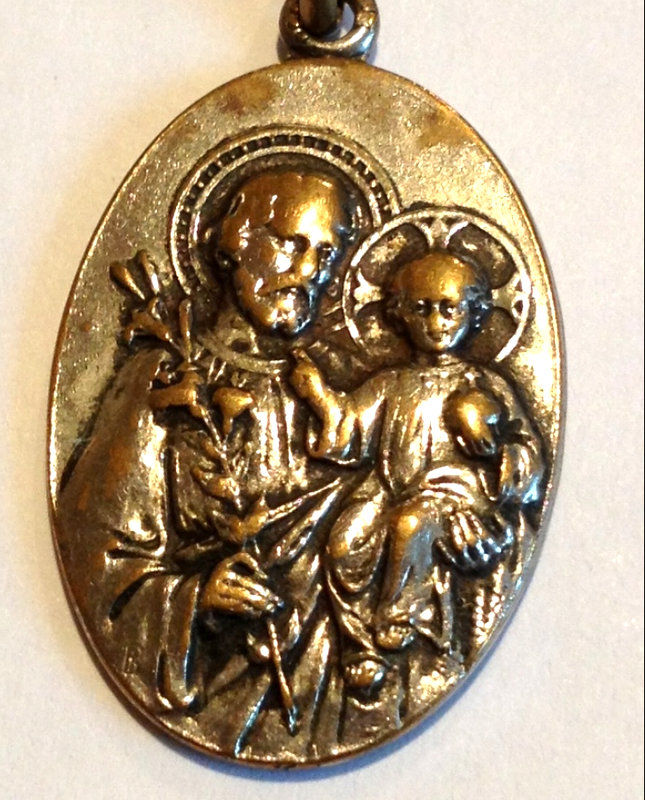 Thumbnail: Vintage French Holy Medal Saint Joseph Child Jesus Catholic Religious Jewelry