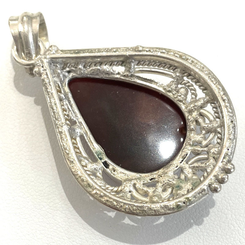 Thumbnail: Artistic Red Jasper Pendant, Silver, Vintage Metaphysical Gemstone Jewelry
