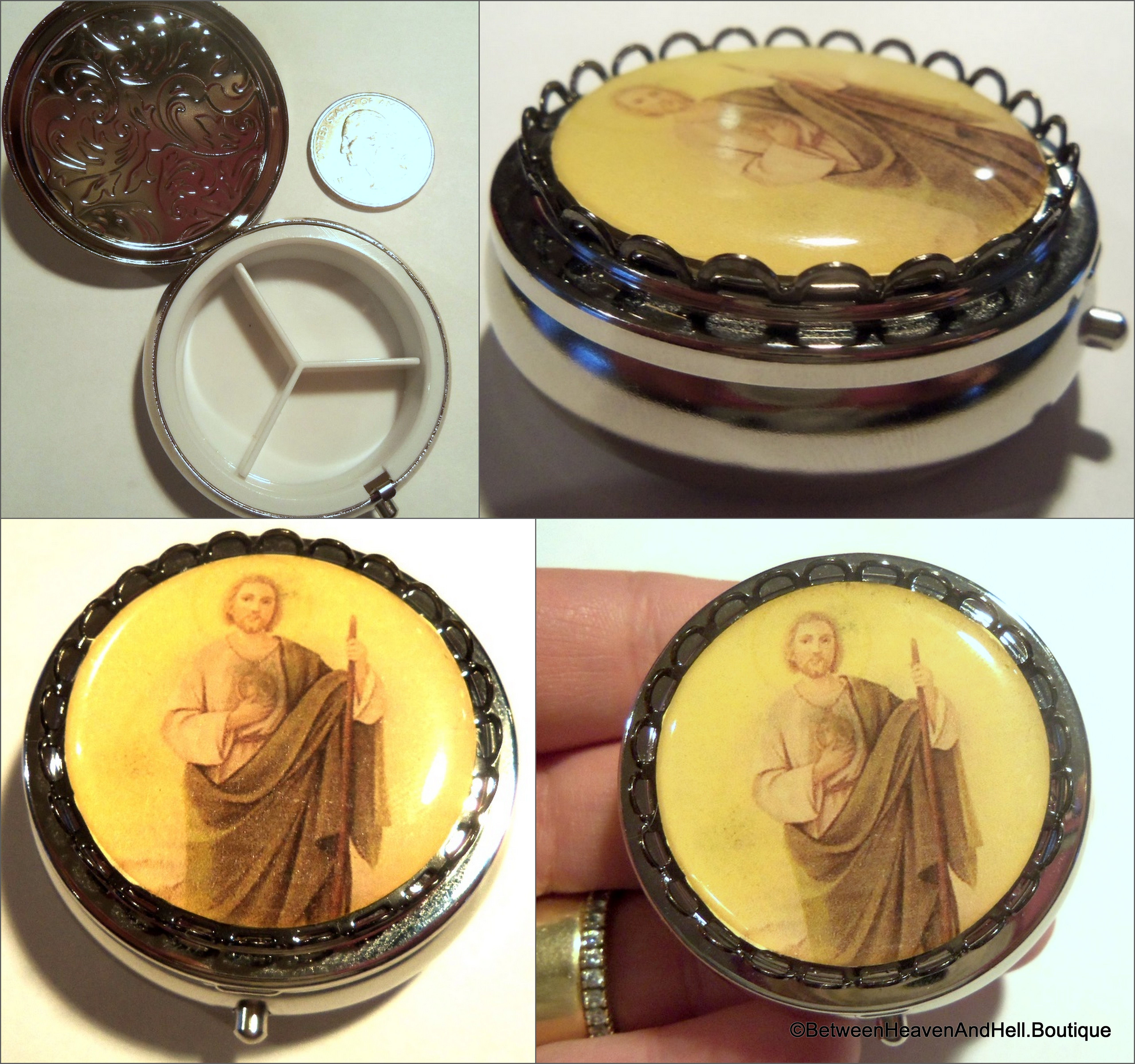 St. Jude Cameo Pill Box / Rosary case Catholic Patron Saint of Hopeless Causes