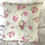 Thumbnail: Handmade Shabby Pink Roses Decorative Throw Pillow Pearl Rhinestone Accents