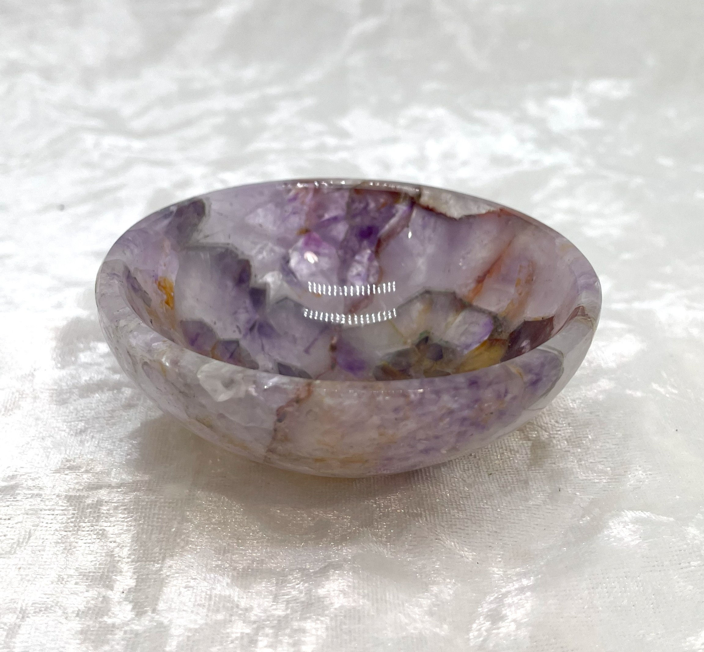 3" Purple Amethyst Bowl Cacoxenite Ascension Crystal Spiritual Realm