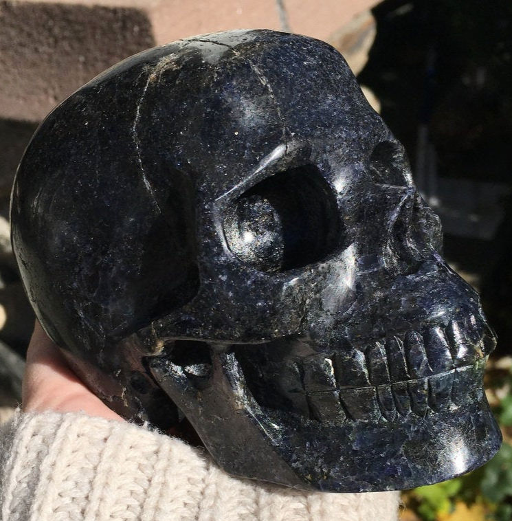 Thumbnail: Large Iolite Crystal Skull - Hand Carved Skill, Open 3rd Eye, Psychic Ability