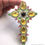 Miniatura: Extra Large Czech Glass Rhinestone Cross, Yellow Pink Green, Bohemian Necklace