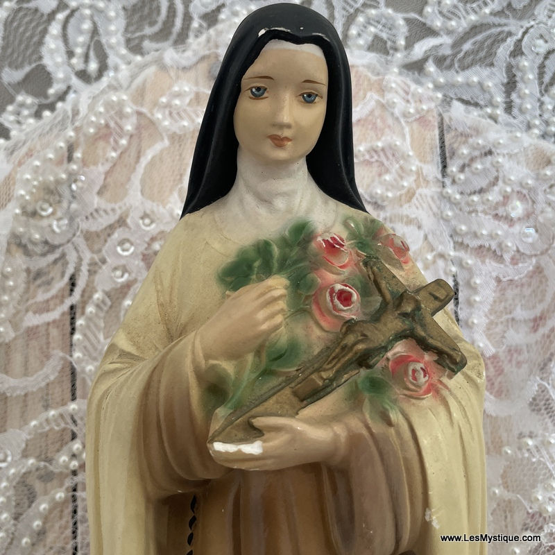 Thumbnail: Vintage Saint Theresa Chalkware Statue, Religious Catholic Gifts, 13 inch