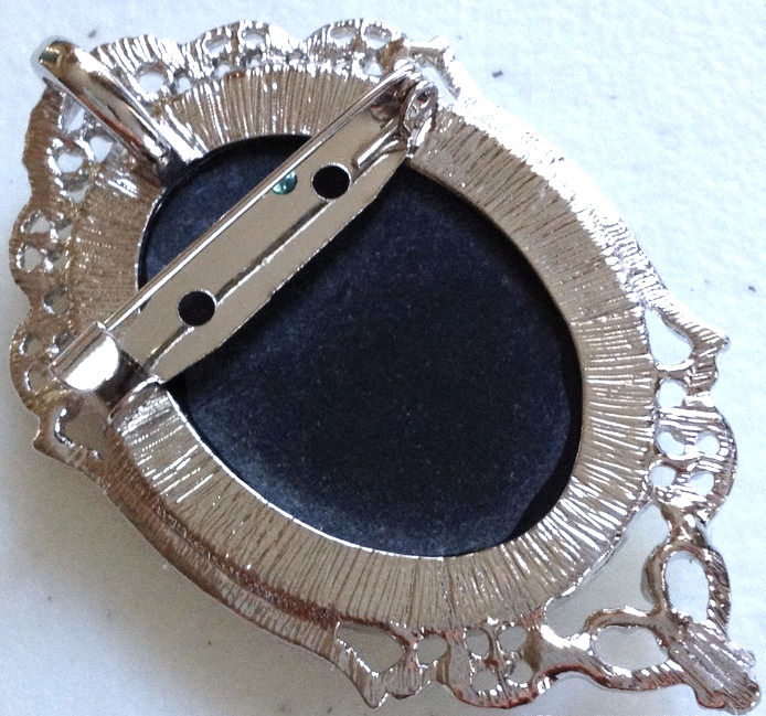 Thumbnail: Religious Brooch Pendant: Red Rhinestone Virgin Mary Cameo, Catholic Jewelry