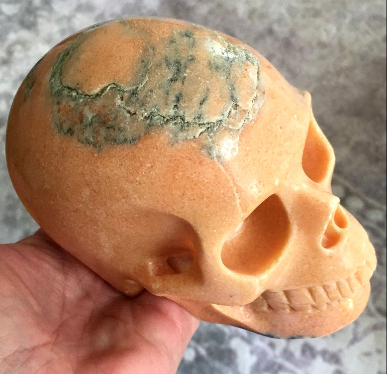 Thumbnail: Large Orange Aventurine Crystal Skull, Good Luck, New Beginnings