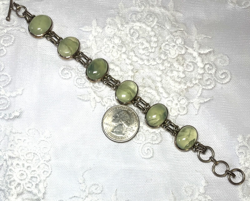 Thumbnail: Prehnite Gemstone Bracelet, Archangel Raphael, Psychic Ability, Vintage Jewelry