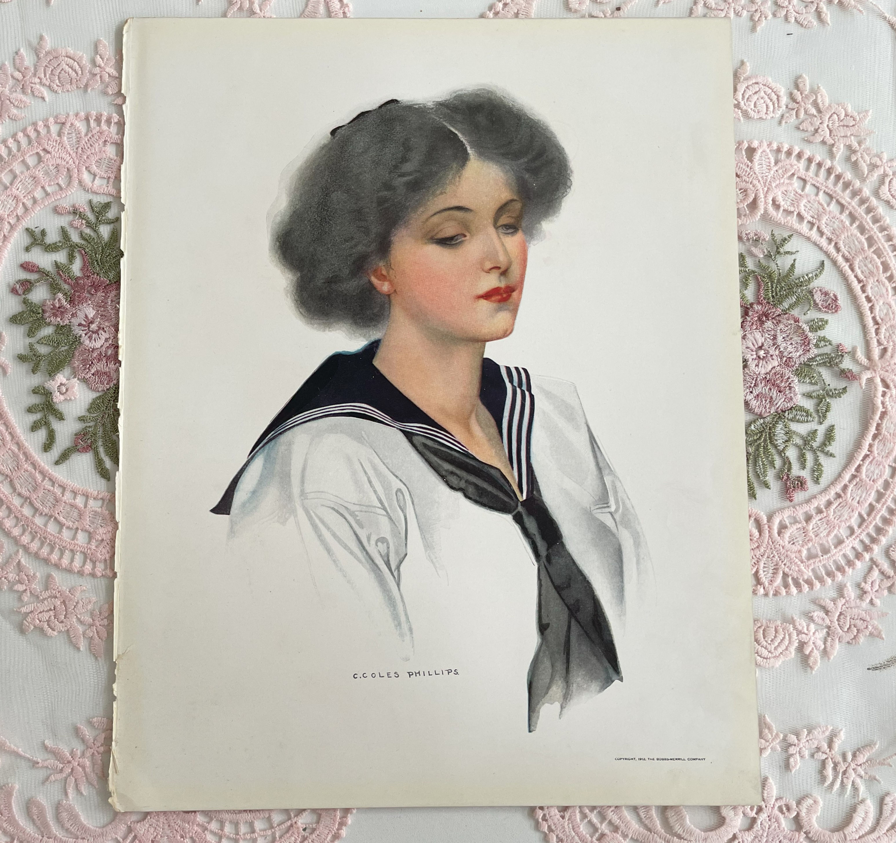 Vintage Coles Phillips Art Print 1912 Sailor Woman