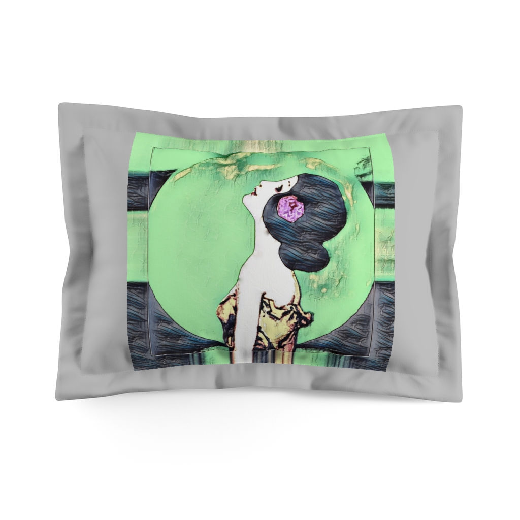 BOHO Gray Microfiber Pillow Sham Spiritual Bedroom Decor Full Moon Starlight