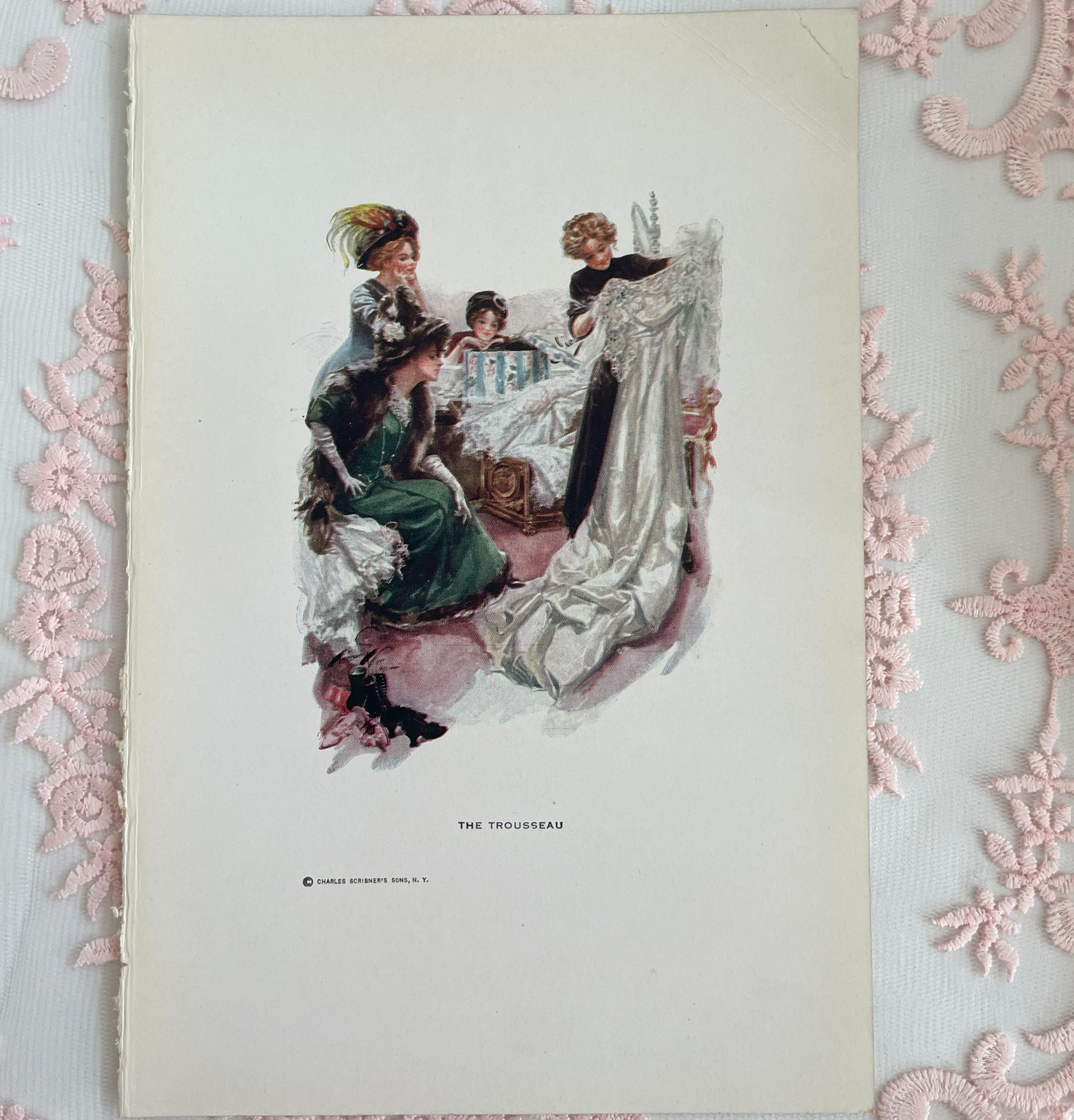 Vintage Harrison Fisher Print 1912 The Trousseau Edwardian Wedding Dress