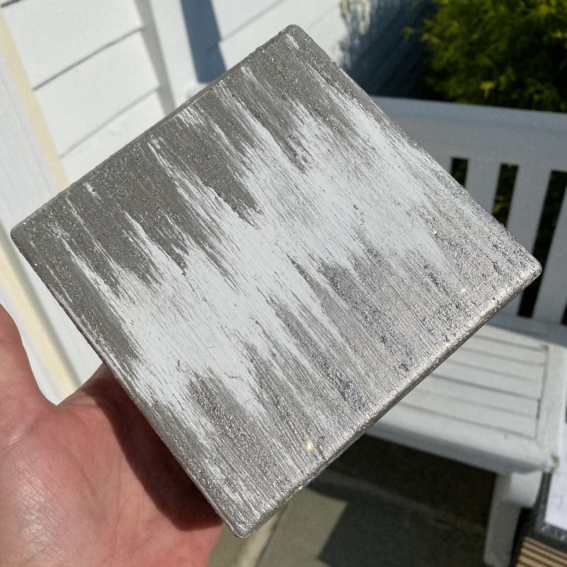 Thumbnail: Silver and White Shabby Wood Stand Riser Christmas Holiday Chic Décor