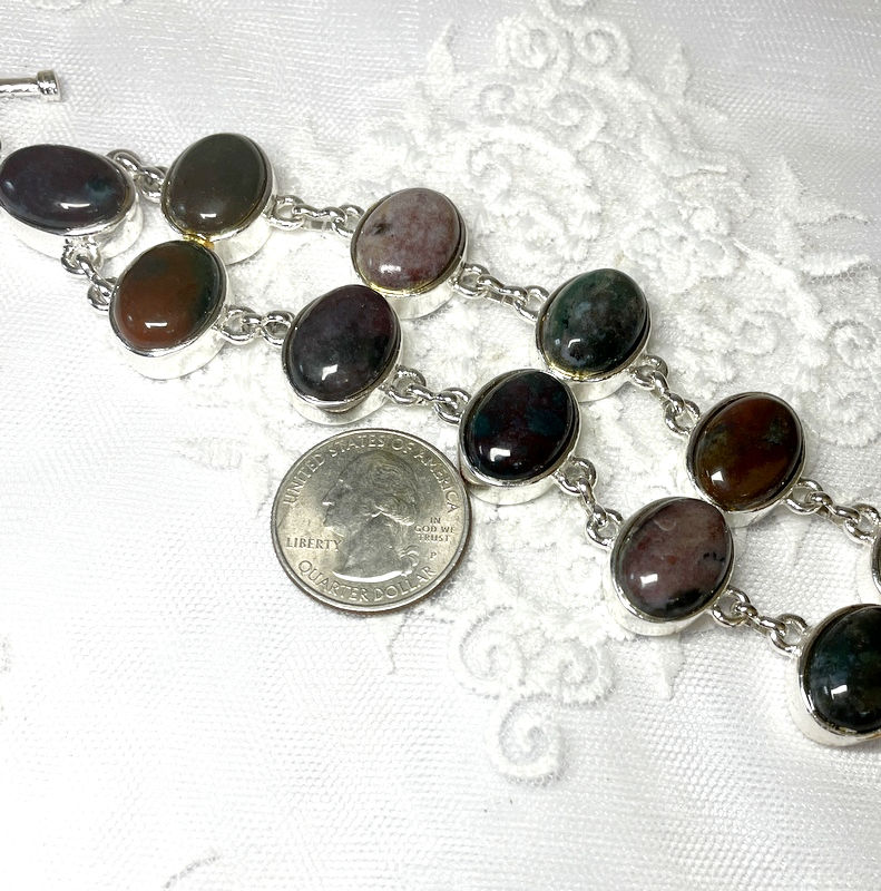Thumbnail: Artistic Jasper and Agate Bracelet, Silver Metaphysical Art Jewelry