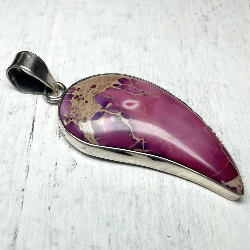 Thumbnail: Vintage Pink Jasper Pendant, Metaphysical Healing, Sterling Jewelry