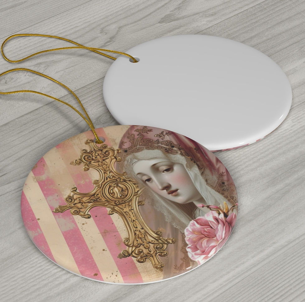 Thumbnail: Shabby Virgin Mary Ornament Madonna Pink Christmas Decor Catholic Gifts