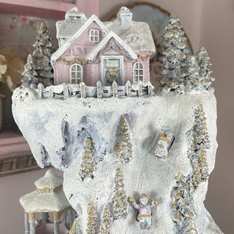 Thumbnail: Vintage Shabby Chic Snowy Christmas Village, Retro Decoration, Mountain Village