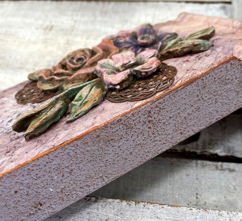 Thumbnail: Handcrafted Wall Décor Accent Art 3D Flower Sculpture Wood and Clay