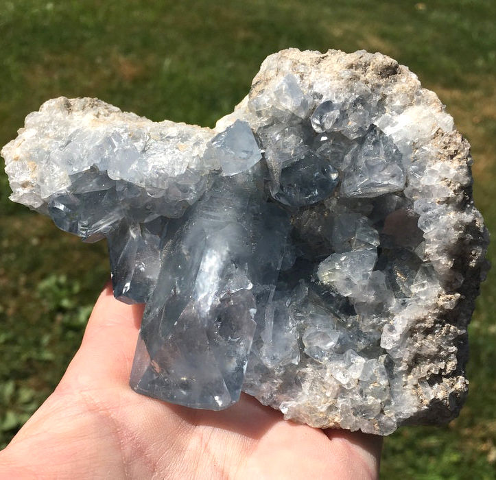 Thumbnail: 5 inch Large terminated Celestite Crystal Cluster, Highly Charged, Angelic Realm