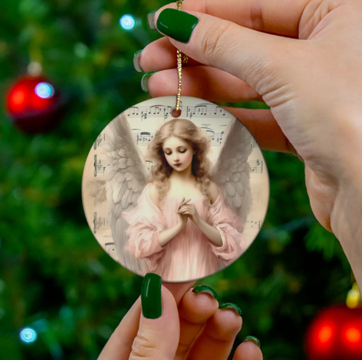 Thumbnail: Shabby French Victorian Angel Ornament Pastel Christmas Music Decor & Gifts