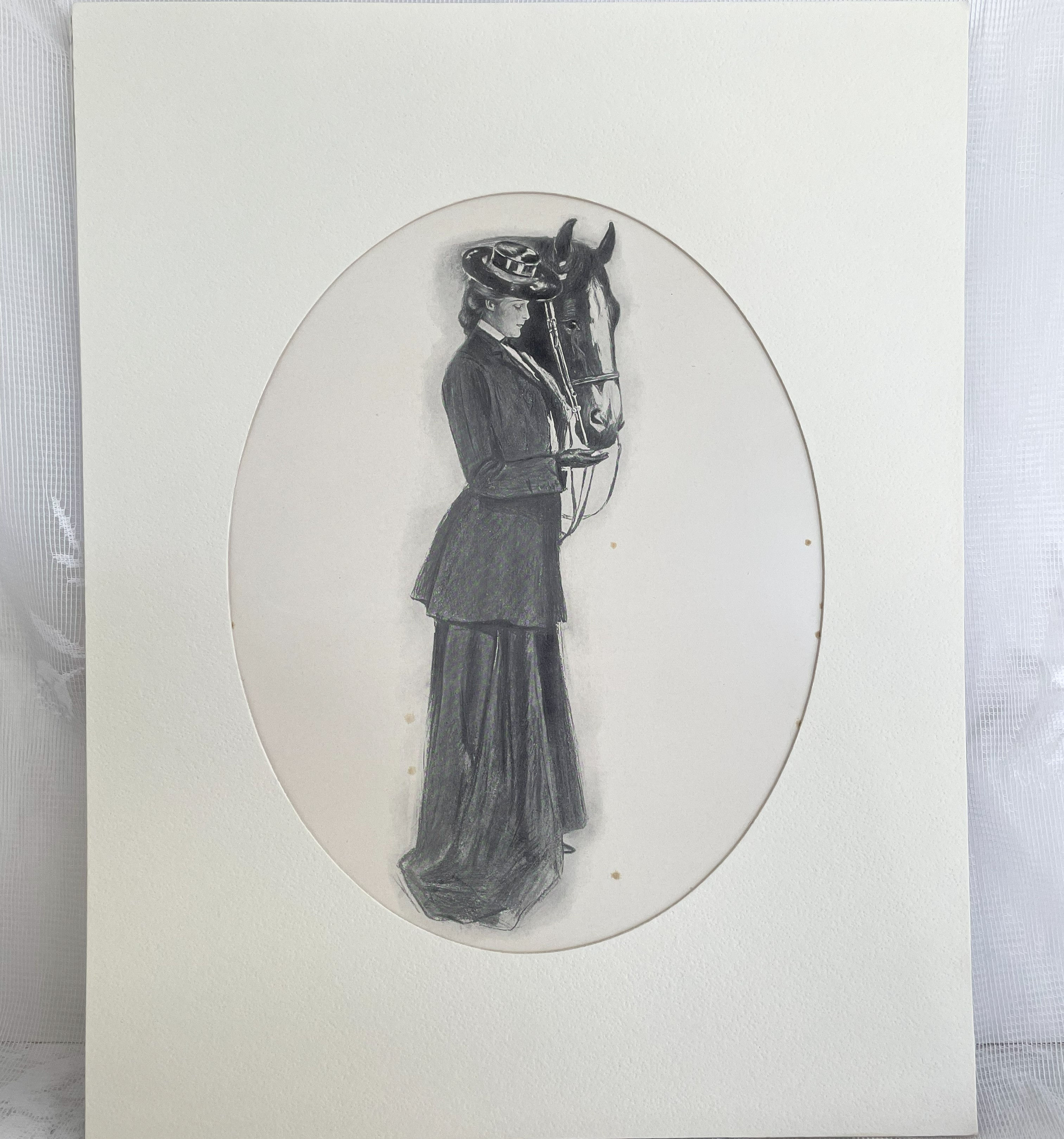 Vintage Equestrian Art Print, Clarence Underwood, Edwardian Woman and Horse