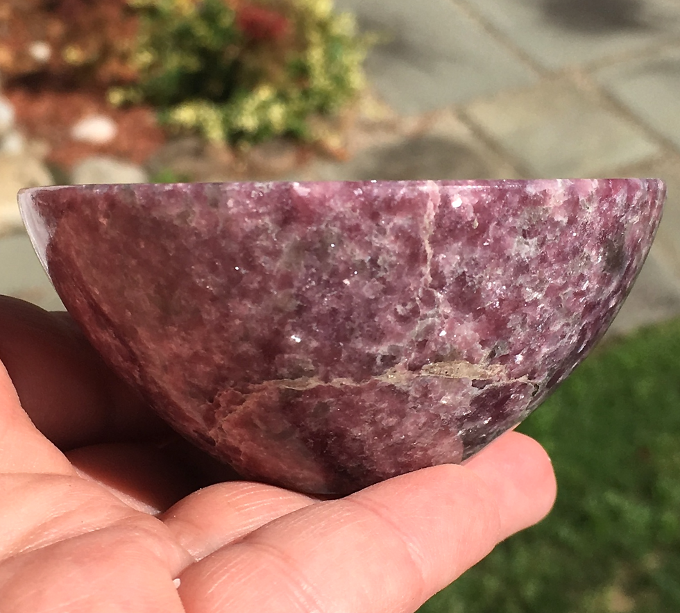 Thumbnail: Rare Lepidolite Gemstone Bowl, Lithium Quartz Bowl, Crystal Altar Bowl