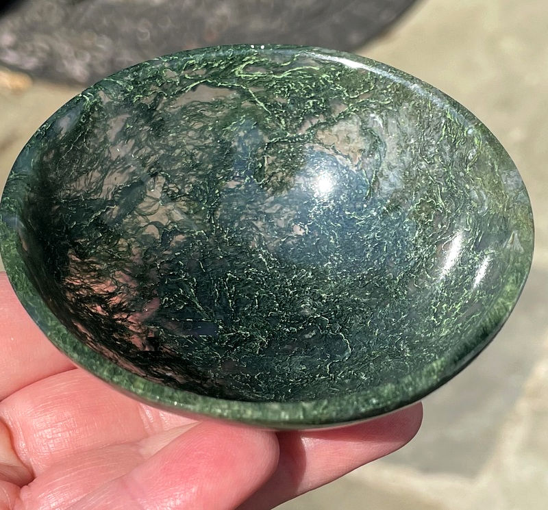 Thumbnail: Moss Agate Bowl, Gemstone Bowl, New Beginnings, Earth Energy, Crystal Altar Bowl