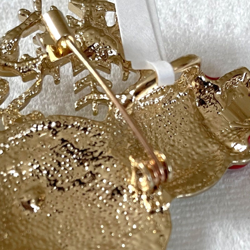 Thumbnail: Rhinestone Christmas Pendant Brooch Snowman and snowflake Holiday Jewelry