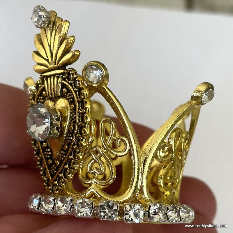 Thumbnail: Sacred Heart Rhinestone Statue Crown Glass Pearl Beads Statue Embellishments