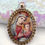 Miniatura: Catholic Religious Art Jewelry, Madonna Child Rhinestone Pendant, Glitter Cameo