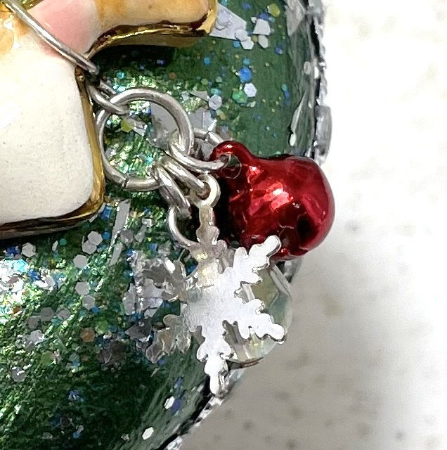 Thumbnail: Handcrafted Glitter Paper Mache & Porcelain Angel Christmas Ornament