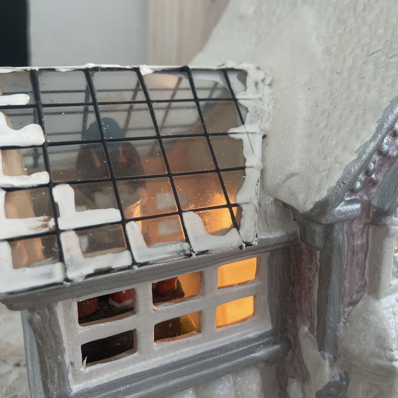 Thumbnail: Vintage Christmas Village House Florist, Light Up Glass Windows, Shabby Lavender