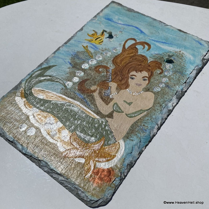 Thumbnail: Mermaid Painting Beachy Artwork, Bathroom wall accent, Seaside Painting