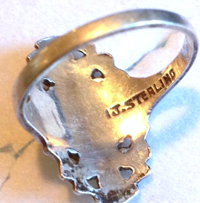 Thumbnail: Vintage Religious Filigree Ring, Sterling Silver Madonna Child Jesus Ring