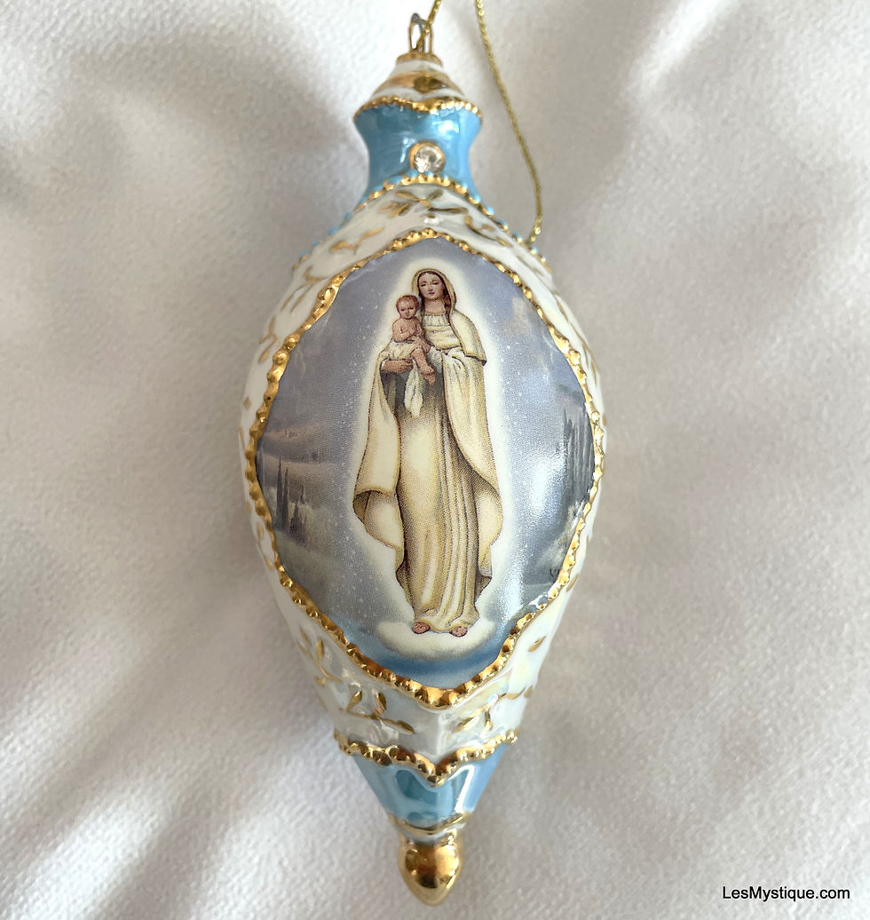 Thumbnail: Vintage Virgin Mary Christmas Ornament Heirloom Porcelain Our Lady of Snow