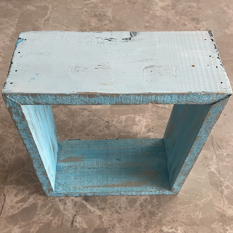 Thumbnail: Reclaimed Wood Shelf Curio Shadow Box Turquoise & Gold Wall Decor