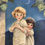 Miniatura: Adorable Vintage Art Print Children Our Under a Crescent Moon, Antique Art