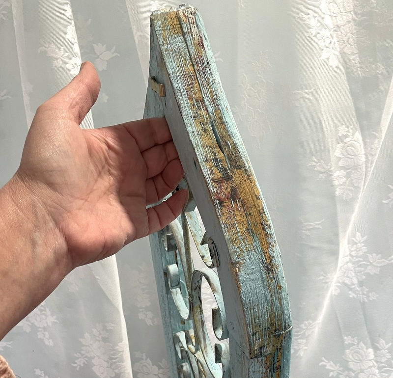 Thumbnail: Turquoise Distressed Reclaimed Wood Decor Metal Scroll Wall Hanging