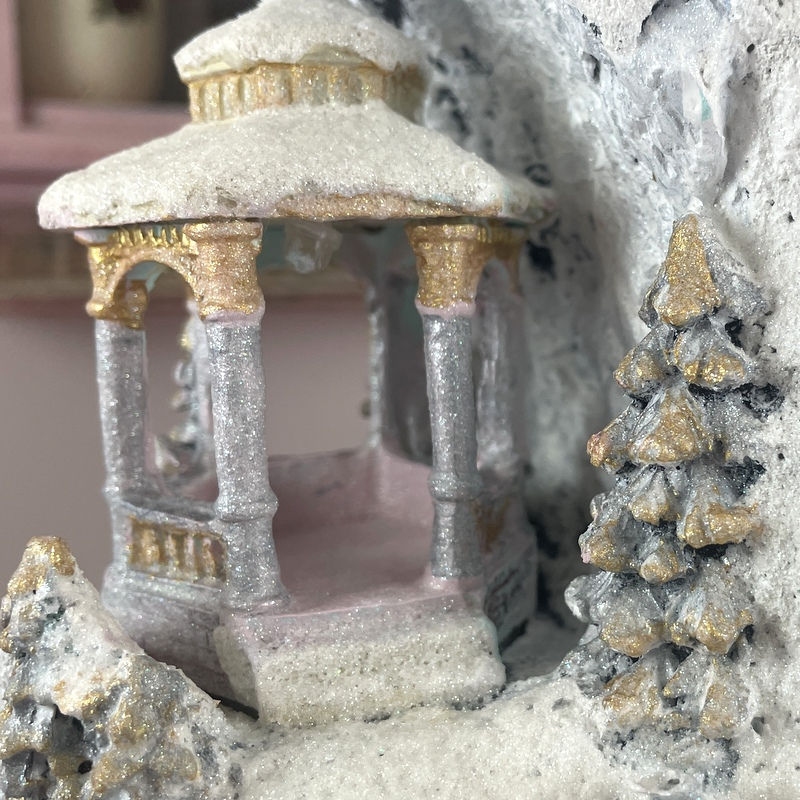 Thumbnail: Vintage Shabby Chic Snowy Christmas Village, Retro Decoration, Mountain Village
